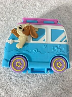 5/$35 Polly Pocket Seaside Puppy Ride Compact Incomplete Set Van & 2 Bunk Beds